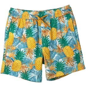Members Mark Kids Pineapple Teal Yellow Swimsuit Trunks Boy Small Beach Vacation